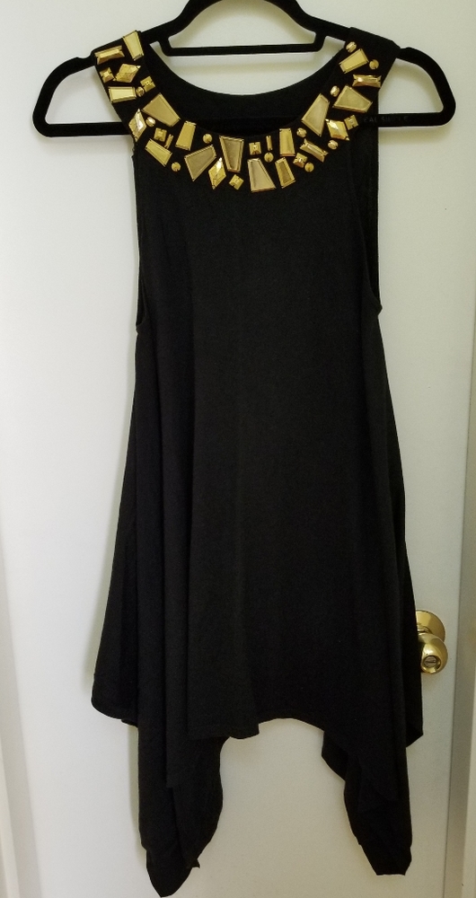 Black dress with gold collar